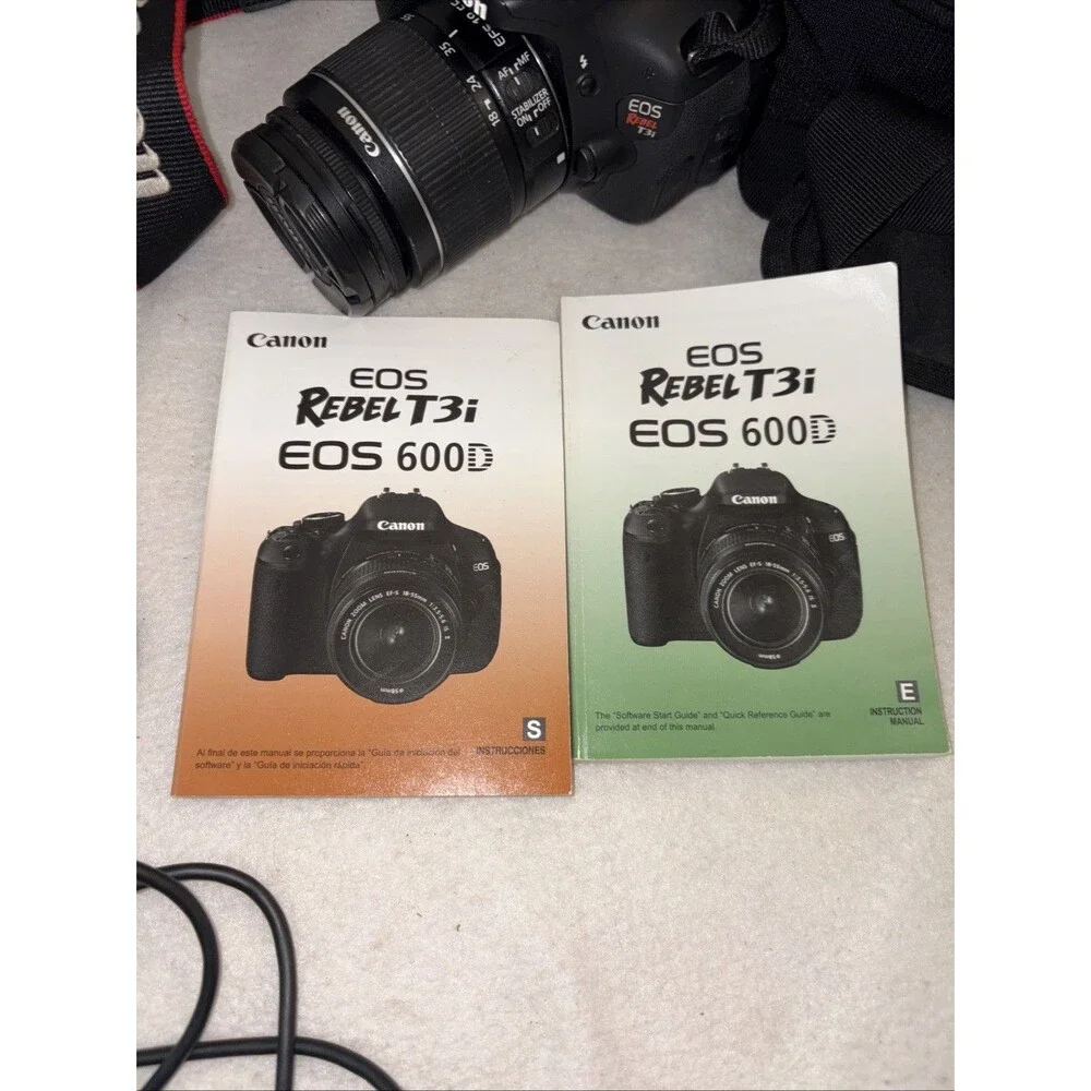 Canon Rebel T3i EOS 600D Digital SLR Camera 18-55mm 55-250mm Lenses Bag Manual